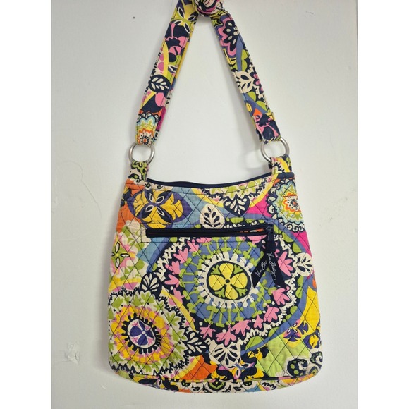 Vera Bradley Quilted Shoulder Bag Colorful Paisley Print Zip Top Multi Pocket - Picture 8 of 13